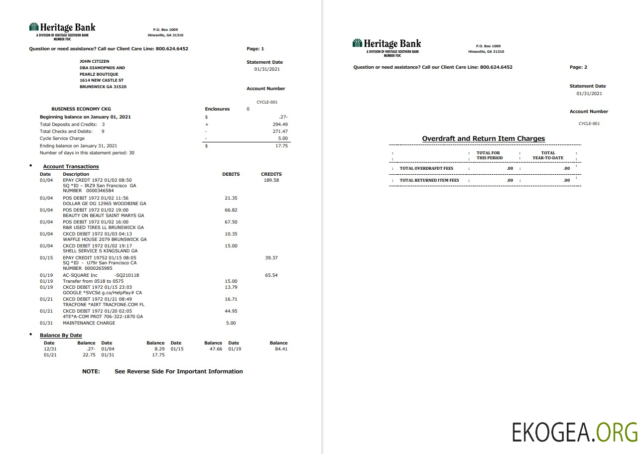 USA Heritage Bank 3 pages mot pdf